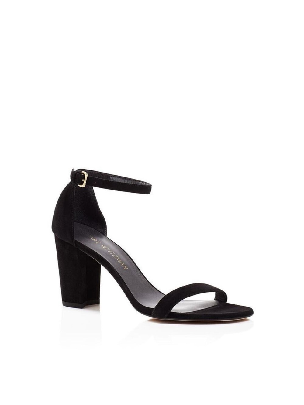 Stuart Weitzman Block Heel Ankle Strap Sandal - Black